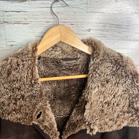 The Leather Ranch Le Ranch Du Cuir vintage jacket sheepskin brown suede size 8 - Picture 4 of 10